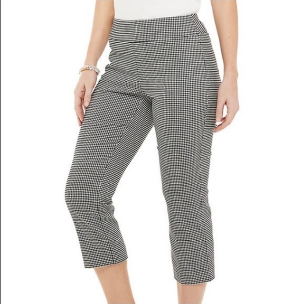 Croft & Barrow Black & White Gingham Check Stretch Capris